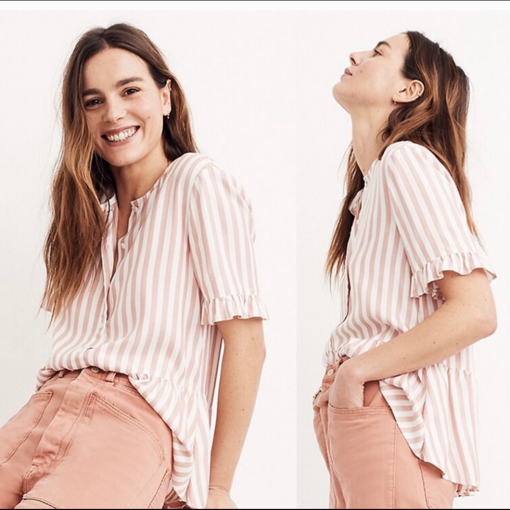 Madewell // Ruffle Sleeve Pink Stripe